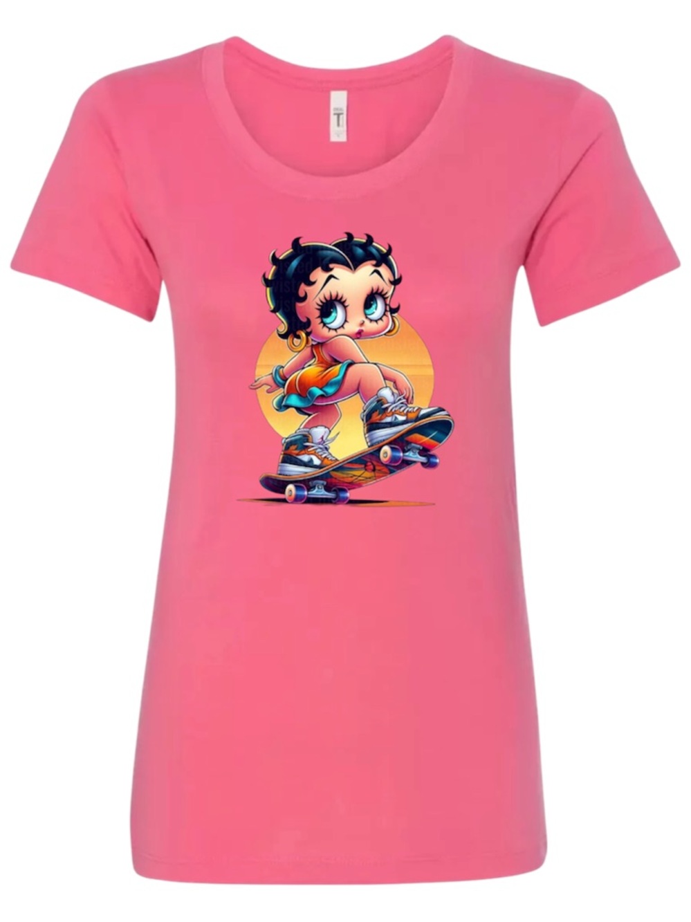 Adorable Skater Girl Graphic Tee Cute Retro Cartoon Streetwear T-Shirt